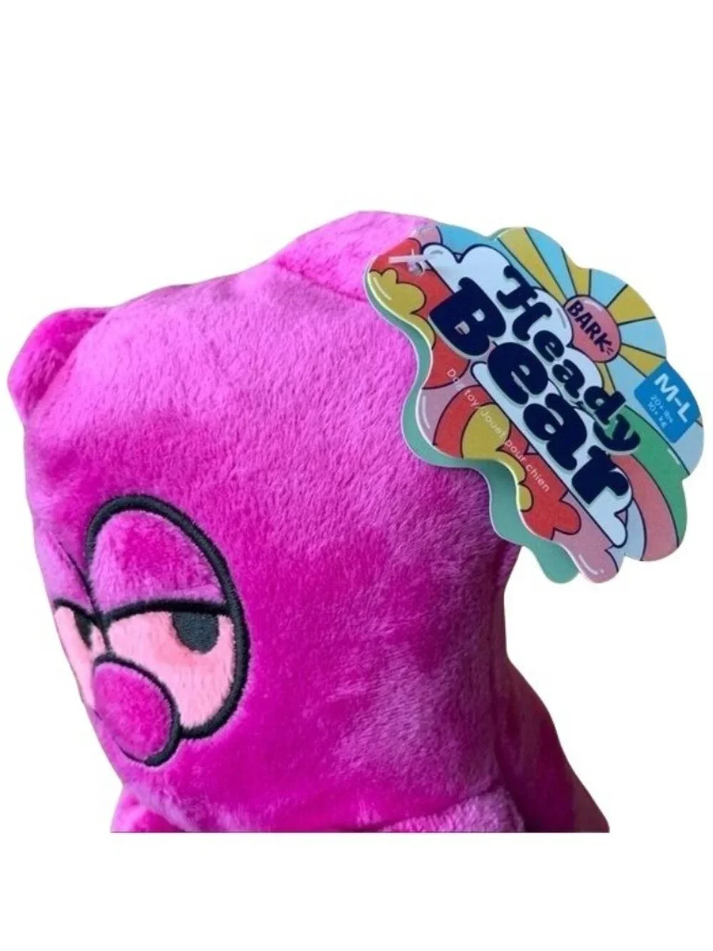 Bark 420 dog Chew toy Pink Heady teddy bear crinkle squeaker Plush Gift New